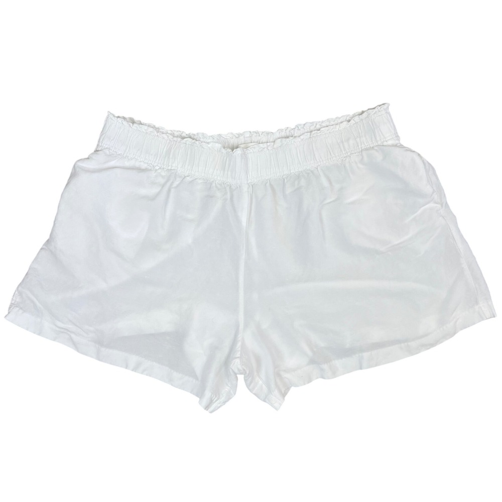 H&M White Linen Blend Paperbag‎ Shorts Womens XXL Elastic Waist Pockets Coastal